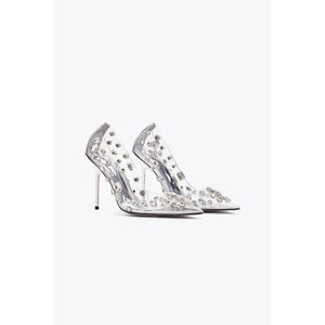 Good American Women's Diamonds Forever Stiletto Clear Pumps SIZE 11.5 NEW